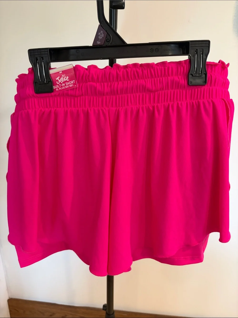 Lot of 2 Justice Neon Green & Hot Pink Athletic Shorts NWT Girls Size 16/18 Plus